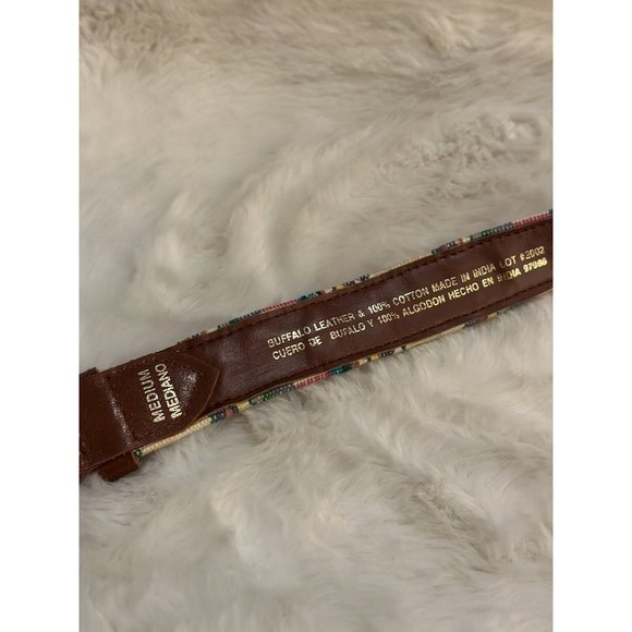Buffalo Leather Belt 30 Medium Tapestry Tribal Ethnic Brown - Picture 5 of 6